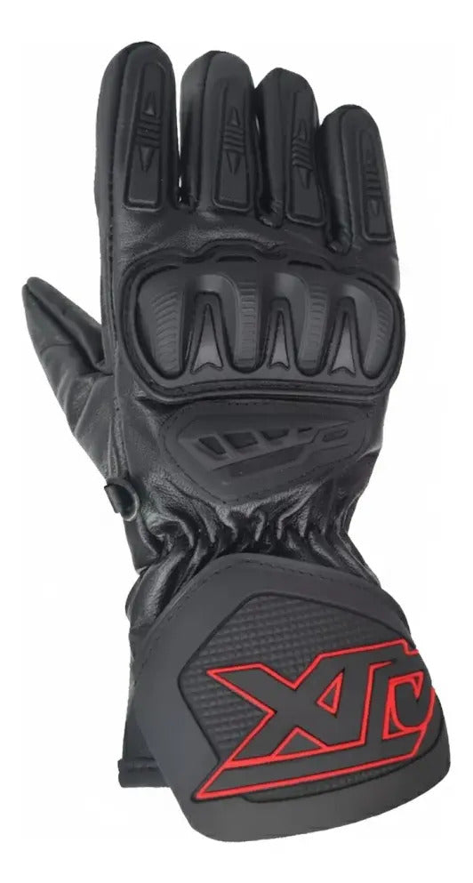 Guantes 100% Cuero Para Moto Caña Larga Con Limpiavisor
