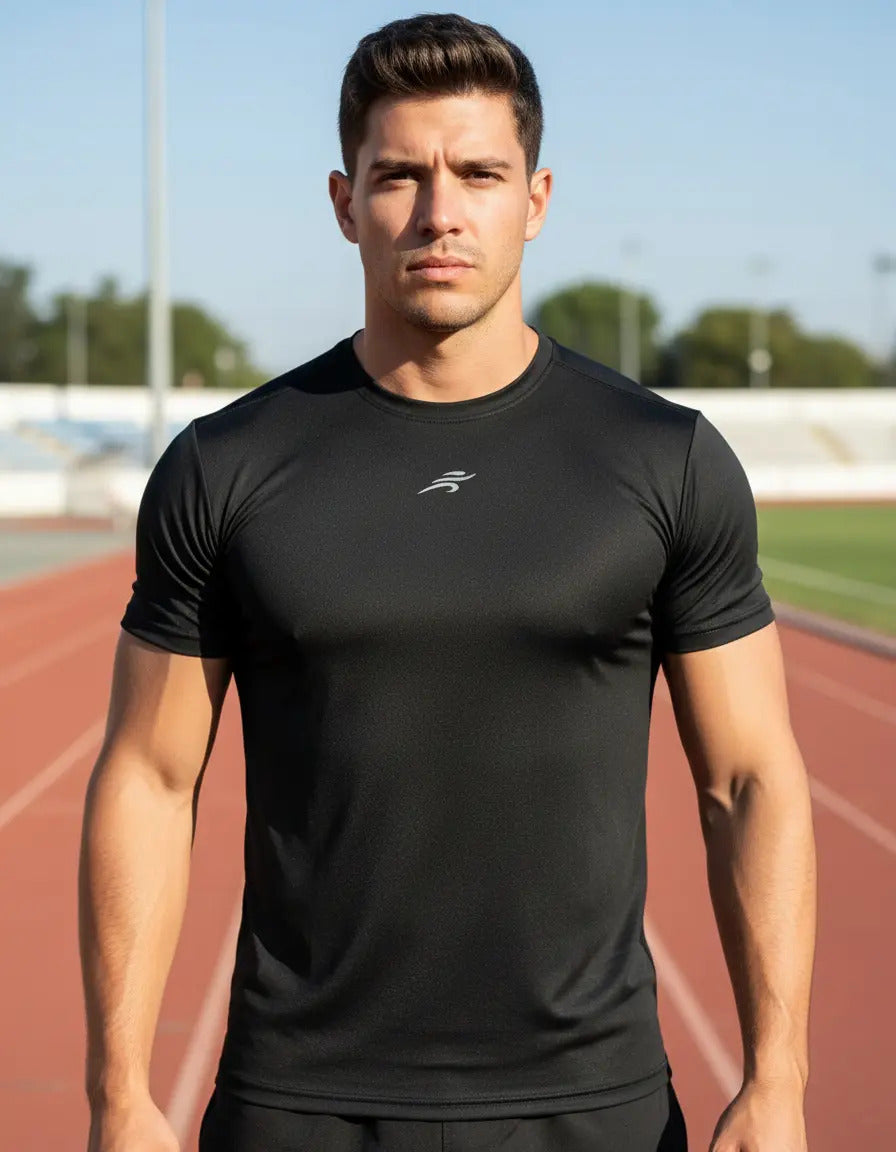 Camiseta Deportiva Slim Fit Manga Corta Gym Lycra Fria Uv