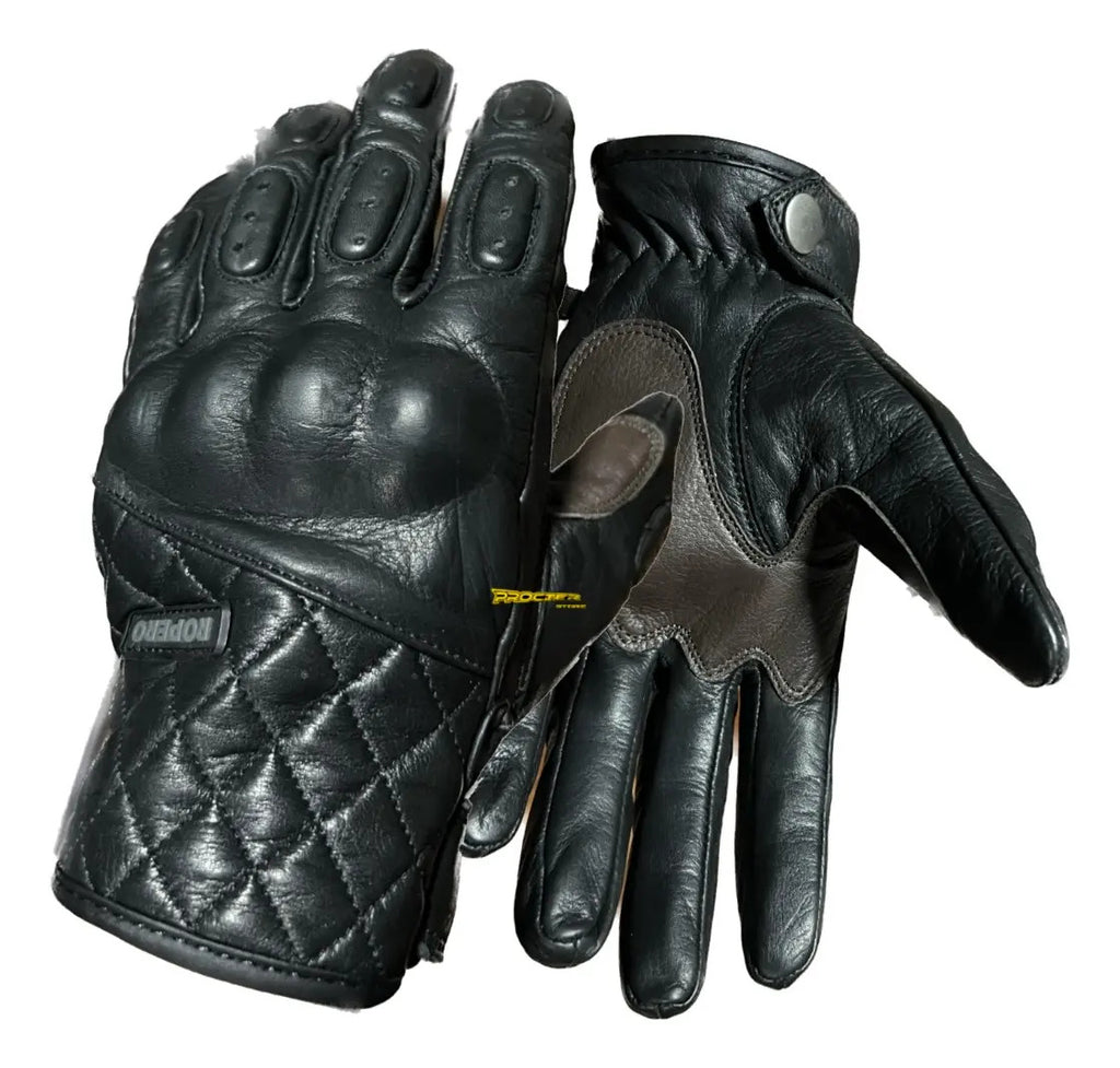 Guantes 100% Cuero Para Moto Con Protecciones Ropero