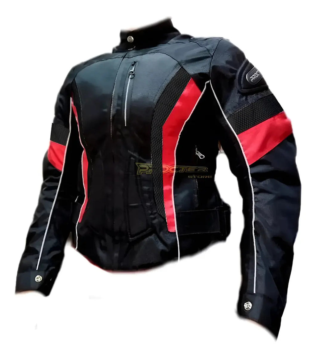 Chaqueta Con Protecciones Y Reflectiva Lona Mujer Moto Dama