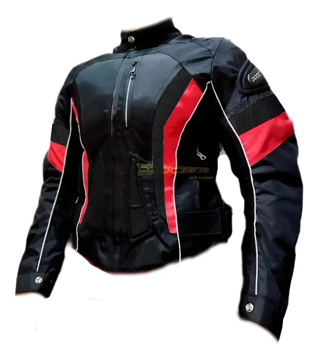 Chaqueta Con Protecciones Y Reflectiva Lona Mujer Moto Dama