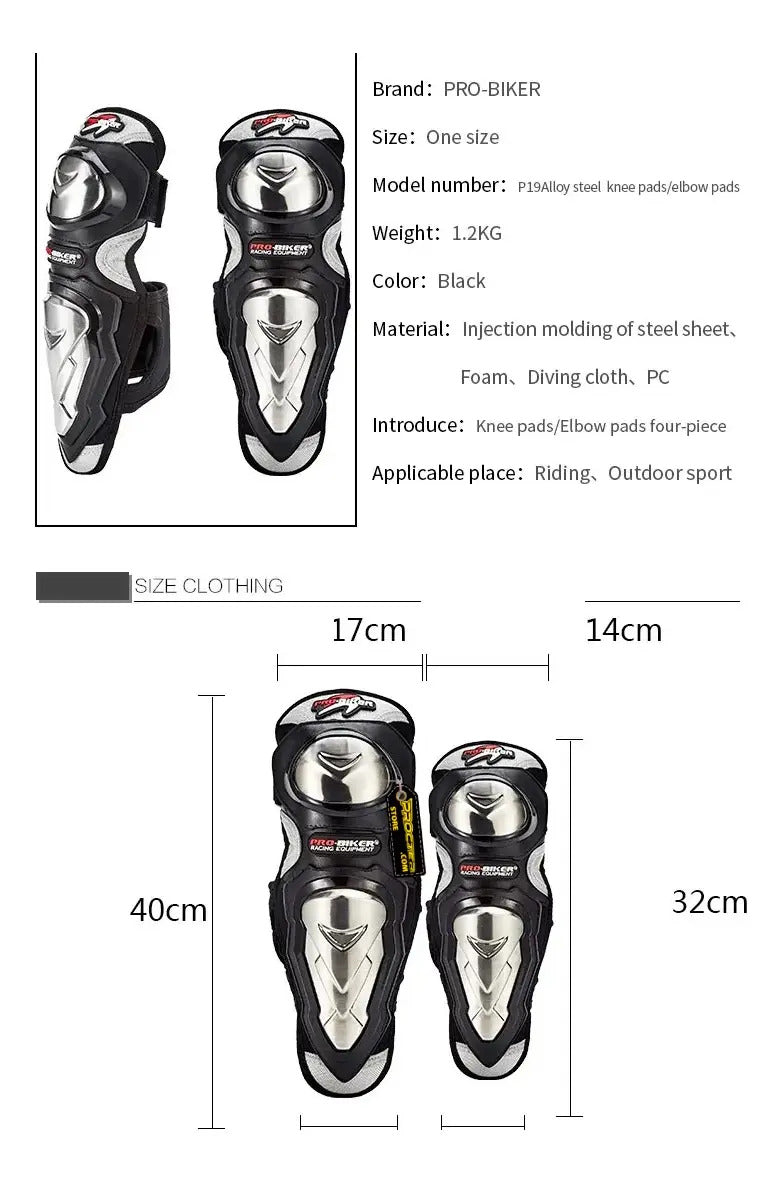 Rodilleras Canilleras Metalizada Con Coderas Kit Proteccion