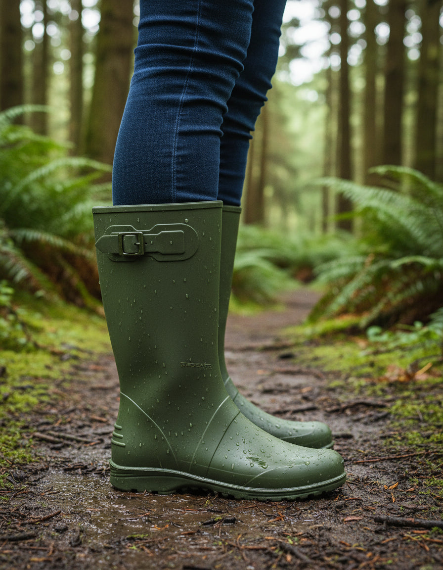 Botas Dama Para La Lluvia Hebilla Caucho Impermeables