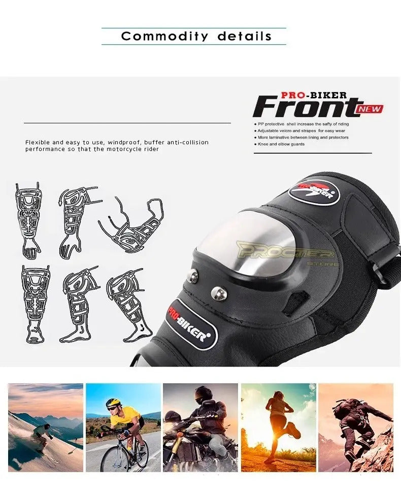 Rodilleras + Coderas Protectoras Moto Deportes Metalizadas