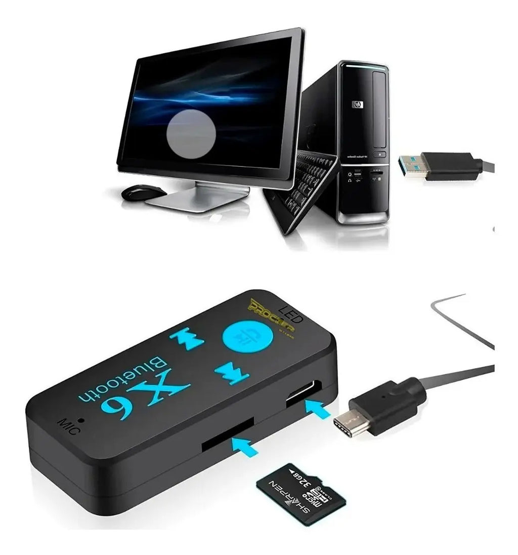 Receptor Bluetooth 3.5mm Adaptador Recargable Con Puerto Tf