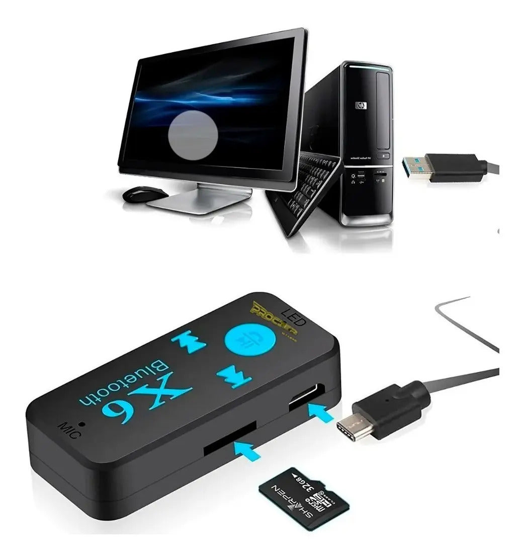 Receptor Bluetooth 3.5mm Adaptador Recargable Con Puerto Tf