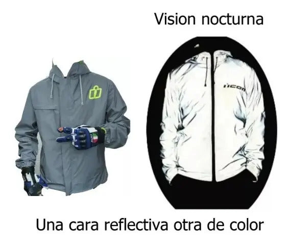 Chaqueta Moto 100% Reflectiva Y Doble Faz Cortavientos