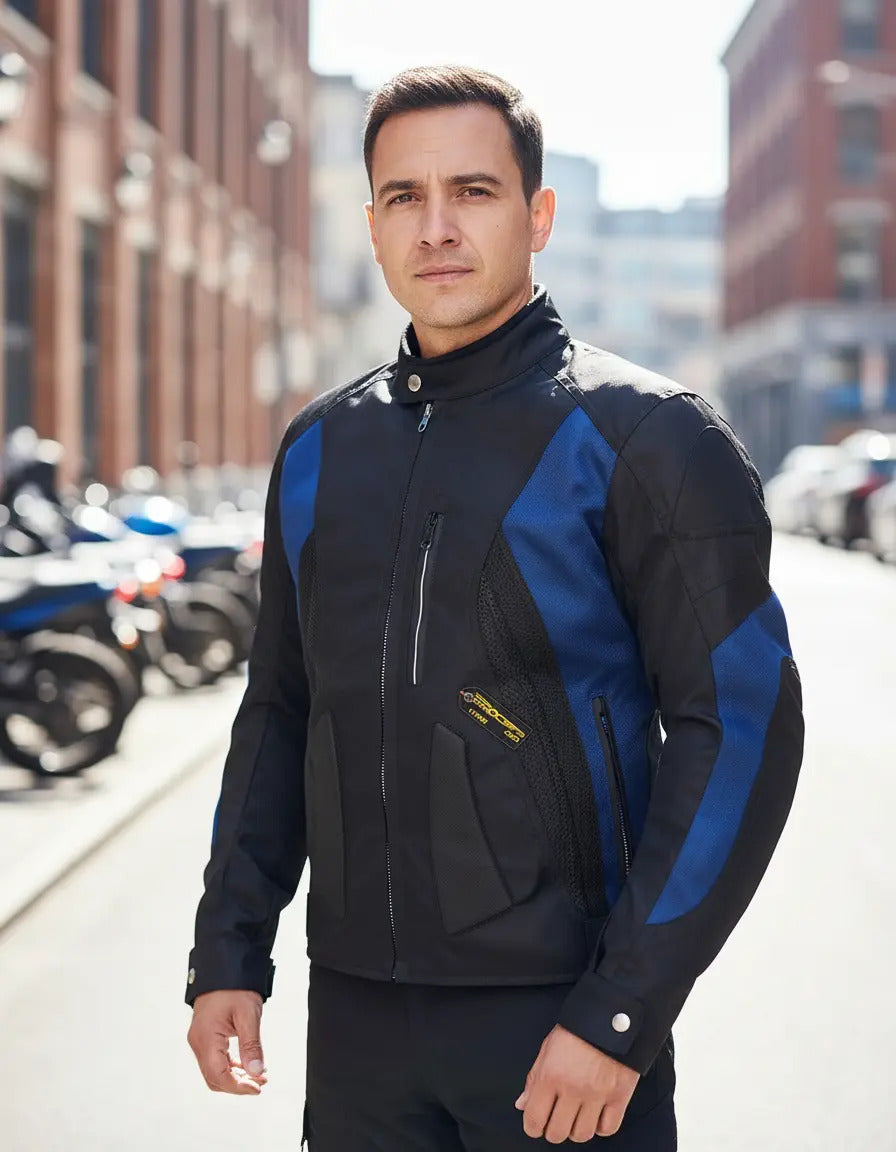 Chaqueta Protecciones Y Reflectiva Lona Cuerotex Moto Envío