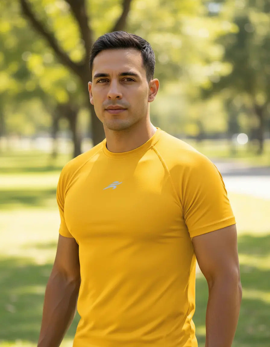 Camiseta Deportiva Slim Fit Manga Corta Gym Lycra Fria Uv