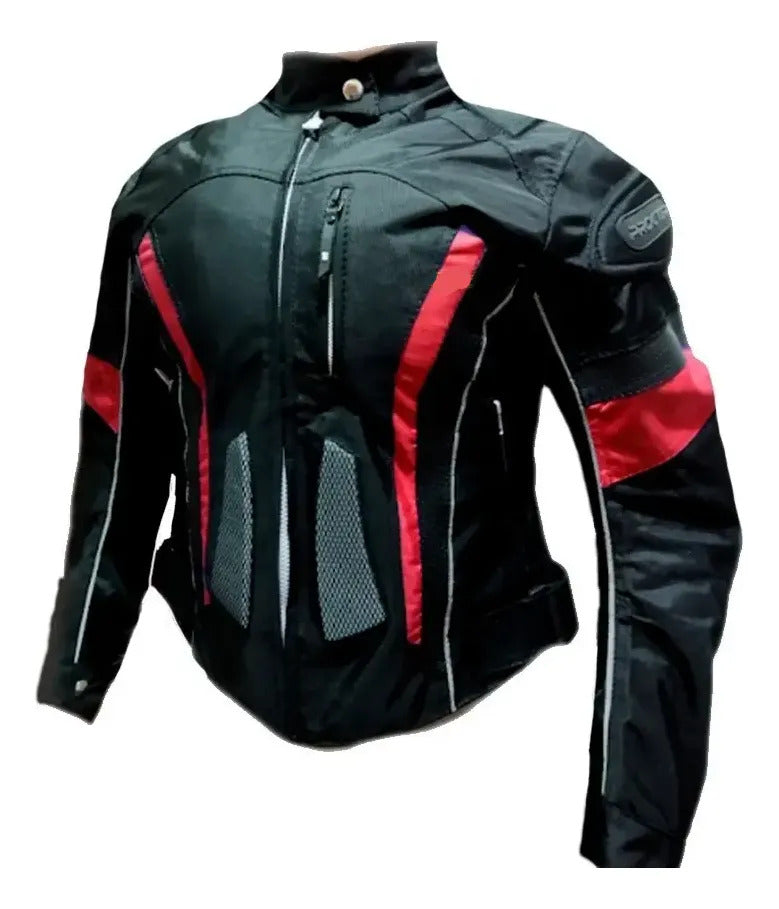 Chaqueta Con Protecciones Y Reflectiva Lona Mujer Moto Dama