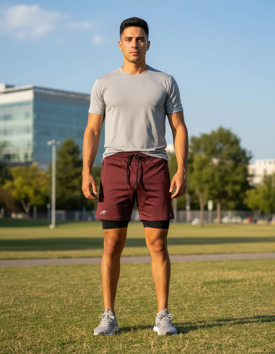 Pantaloneta Con Licra Interna Corta Gym Short  Media Pierna