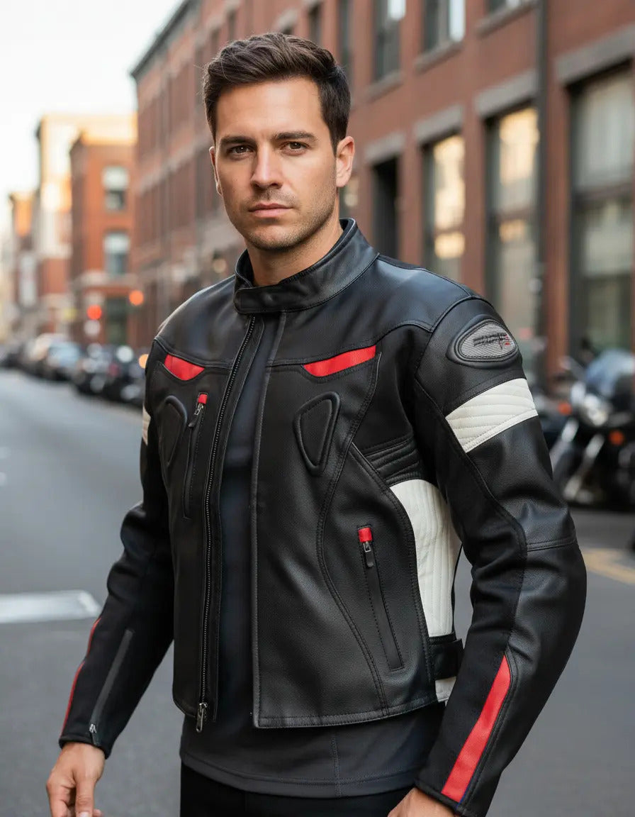 Chaqueta De Protecciones Removibles Cuero Tex Moto