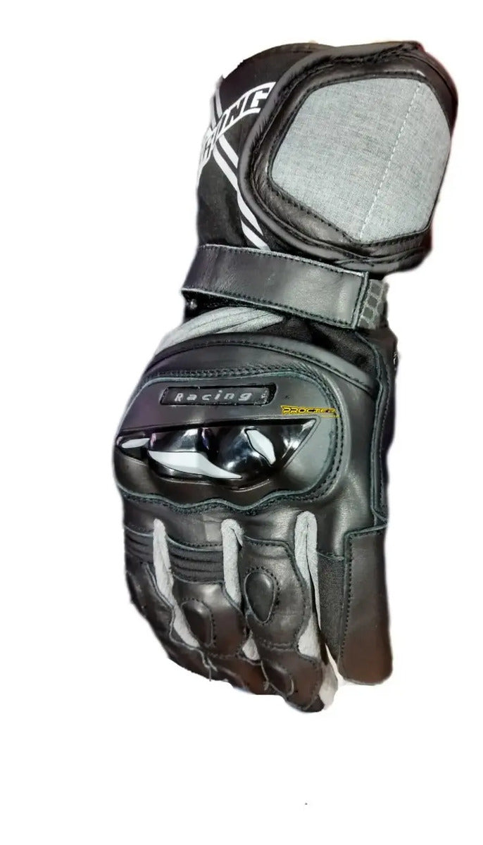 Guantes Cuero Moto Caña Larga Con Protección Palma Táctil