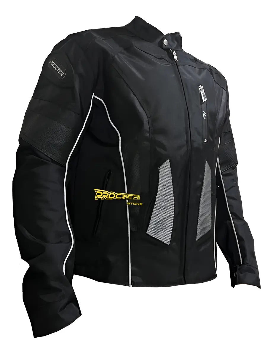 Chaqueta Protecciones Y Reflectiva Lona Cuerotex Moto Envío