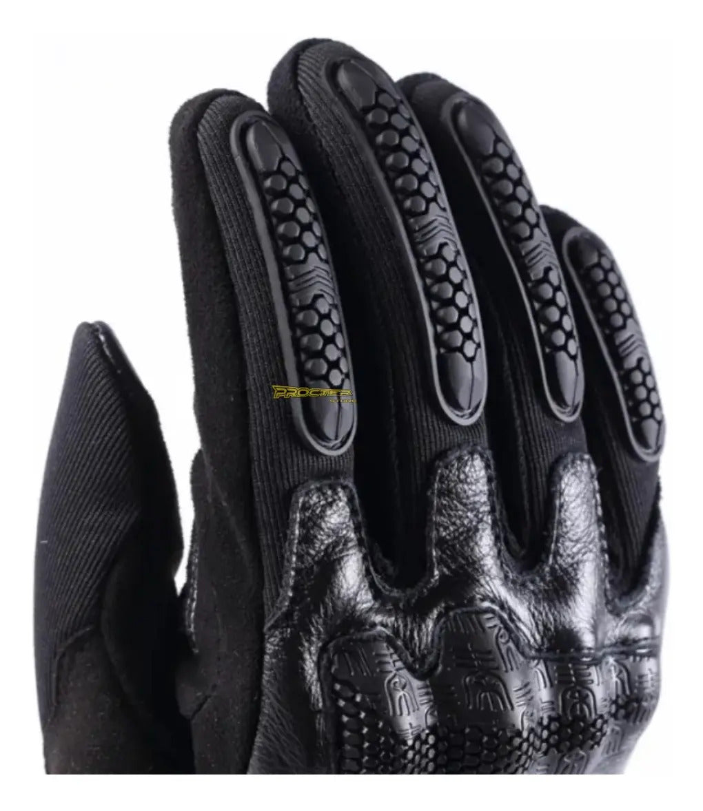 Guantes Para Moto Protección Cuero Y Microfibra Masontex