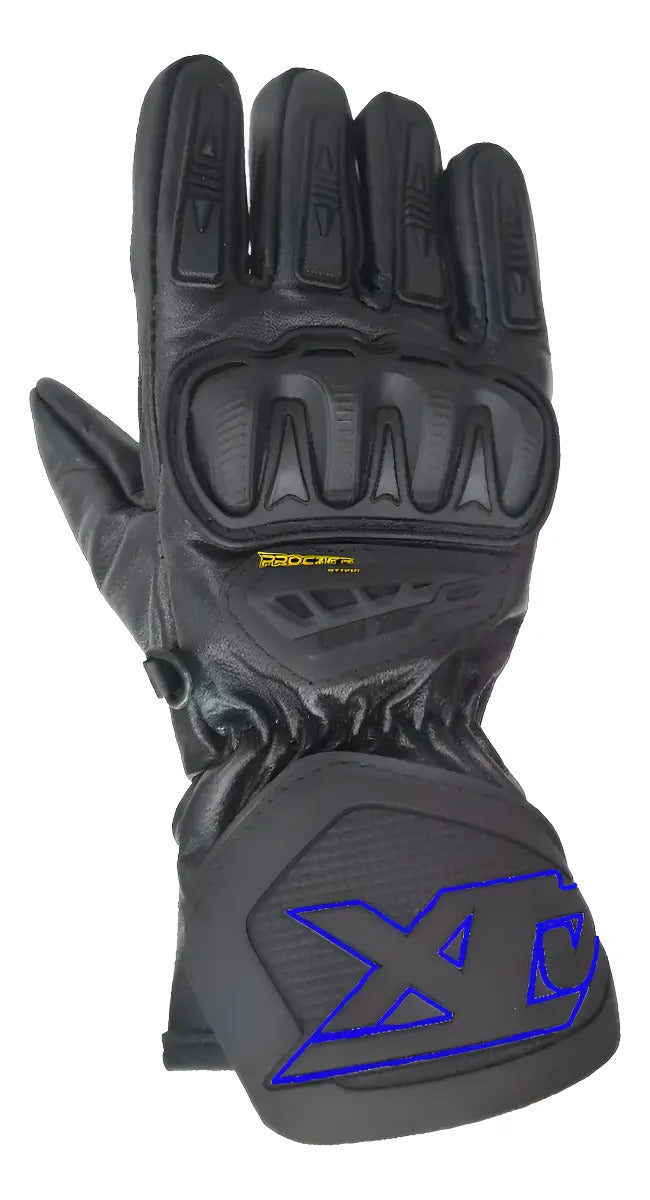 Guantes 100% Cuero Para Moto Caña Larga Con Limpiavisor