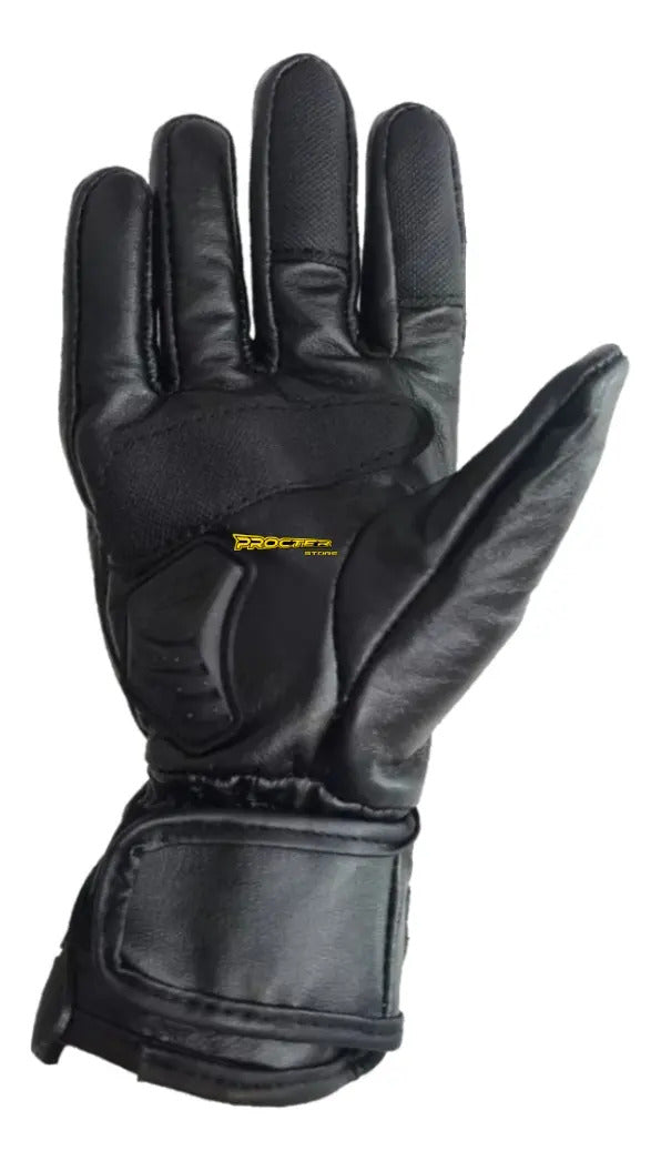 Guantes 100% Cuero Para Moto Caña Larga Con Limpiavisor
