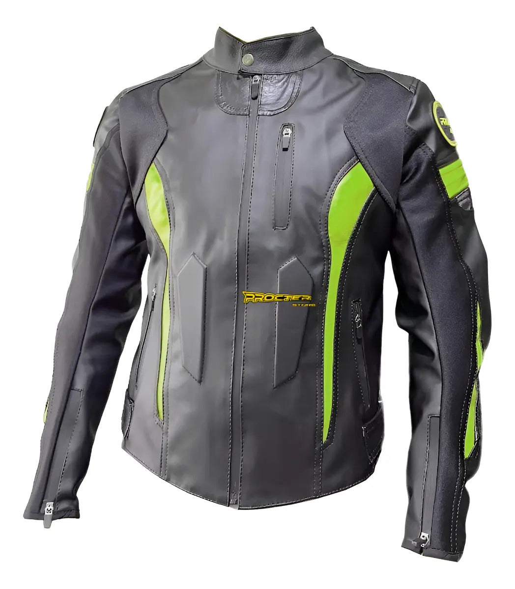 Chaqueta De Protecciones Removibles Cuero Tex Moto