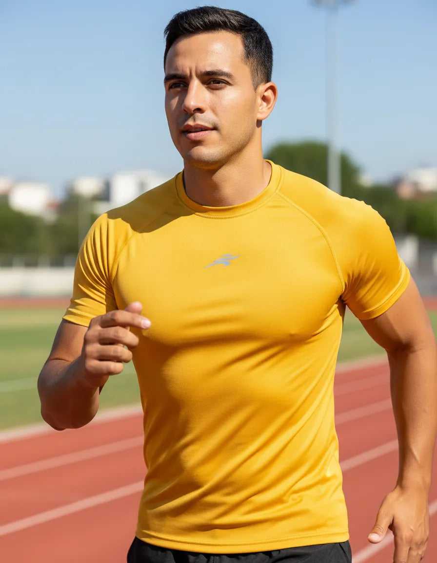 Camiseta Deportiva Slim Fit Manga Corta Gym Lycra Fria Uv