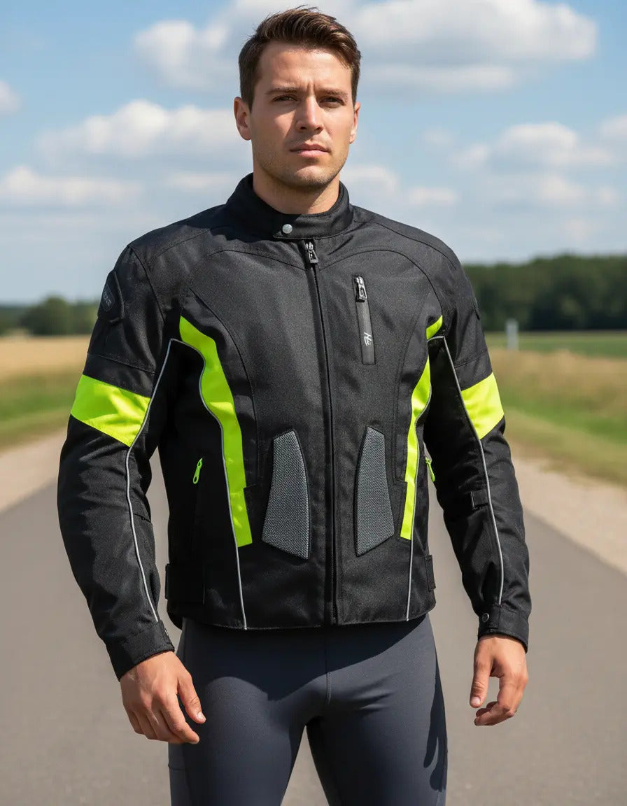 Chaqueta Protecciones Y Reflectiva Lona Cuerotex Moto Envío