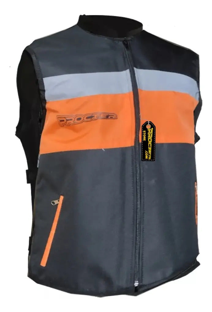 Chaleco Para Moto Reflectivo En Lona Con Bolsillos