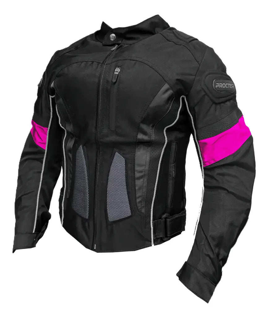 Chaqueta Con Protecciones Y Reflectiva Lona Mujer Moto Dama