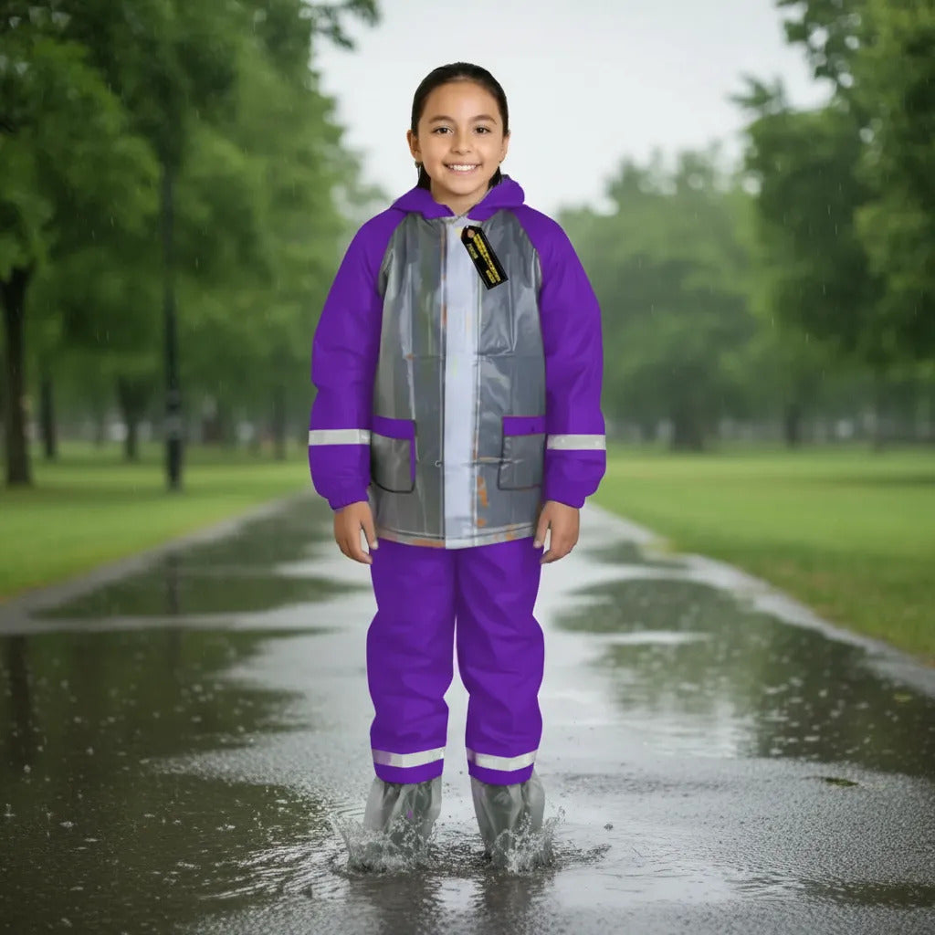 Impermeable Para Niños Con Zapatones Y Bolsilo Moto Ciclismo