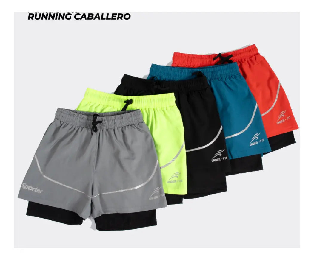 Pantaloneta Running Hombre Con Licra Interna Fit