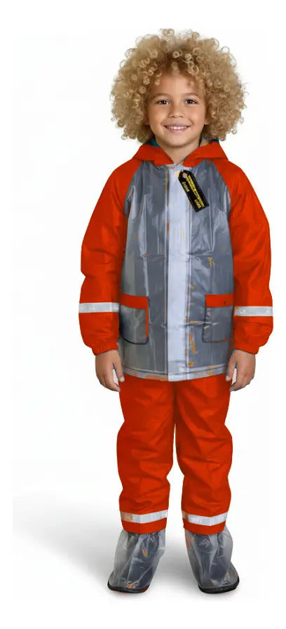Impermeable Para Niños Con Zapatones Y Bolsilo Moto Ciclismo