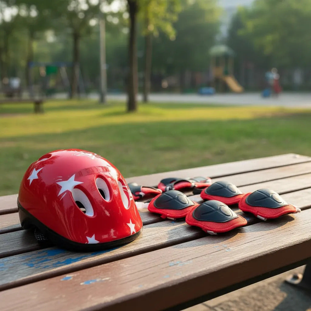 Kit Proteccion Para Niños Casco Rodilleras Coderas Muñequera