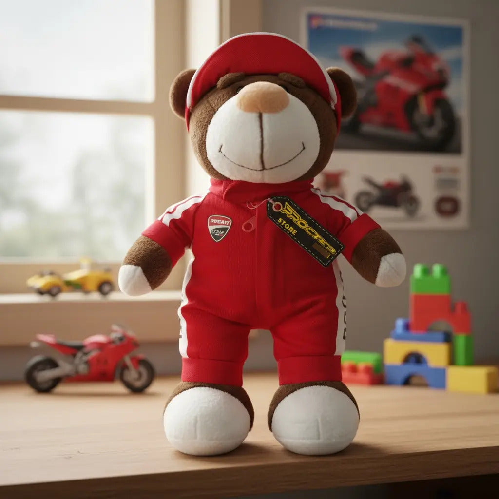Oso De Peluche Motero Motocicleta Modelo Lona