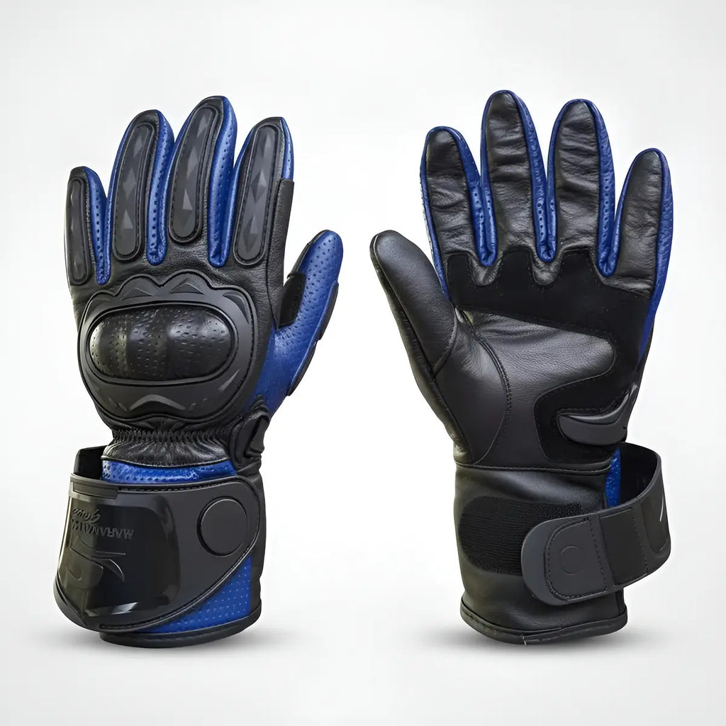 Guantes 100% Cuero Para Moto Caña Larga Con Protecciones