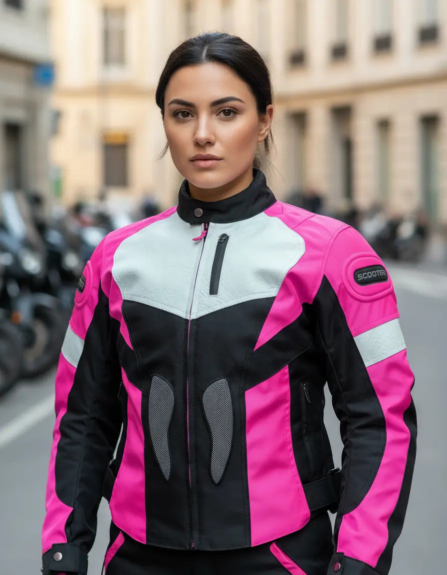 Chaqueta Con Protecciones Y Reflectiva Lona Mujer Moto Dama
