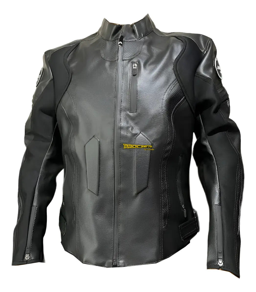 Chaqueta De Protecciones Removibles Cuero Tex Moto