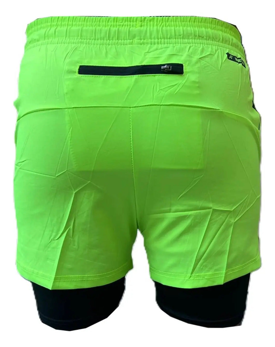 Pantaloneta Running Hombre Con Licra Interna Fit