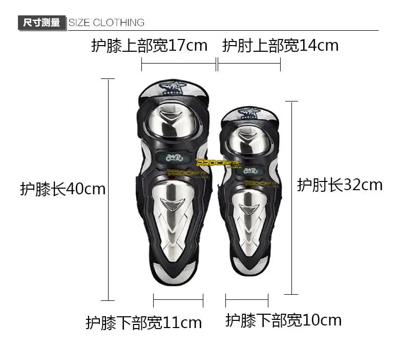 Rodilleras Canilleras Metalizada Con Coderas Kit Proteccion