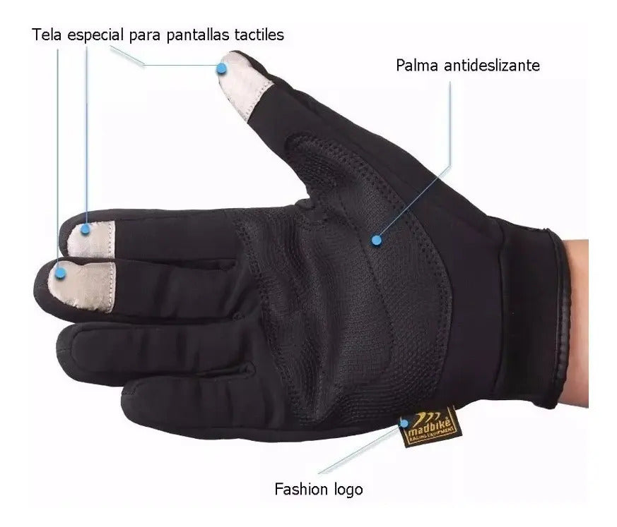 Guantes City Semi Impermeable Táctil Protección Moto