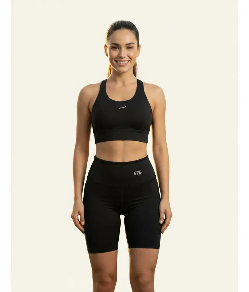 Conjunto Deportivo De Yoga Con Bolsillo En Short Nylon