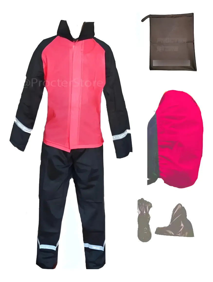 Combo Traje Impermeable 4 Piezas Dama + Protector De Maleta