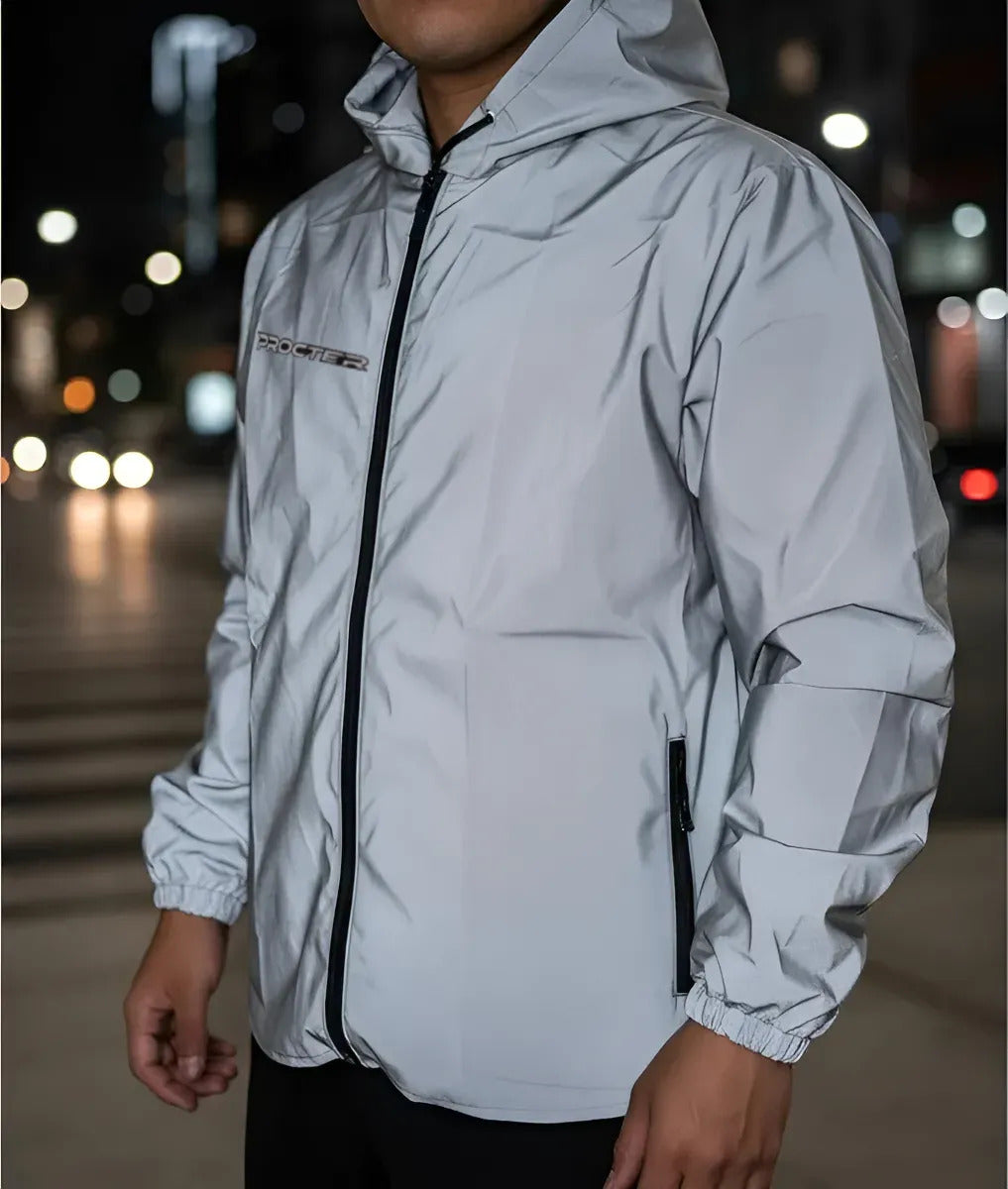 Chaqueta Reflectiva Liviana Cómoda Con Capota