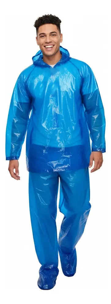 Impermeable Plastico Conjunto De Tres Piezas Con Capota