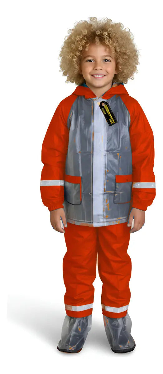 Impermeable Para Niños Con Zapatones Y Bolsilo Moto Ciclismo