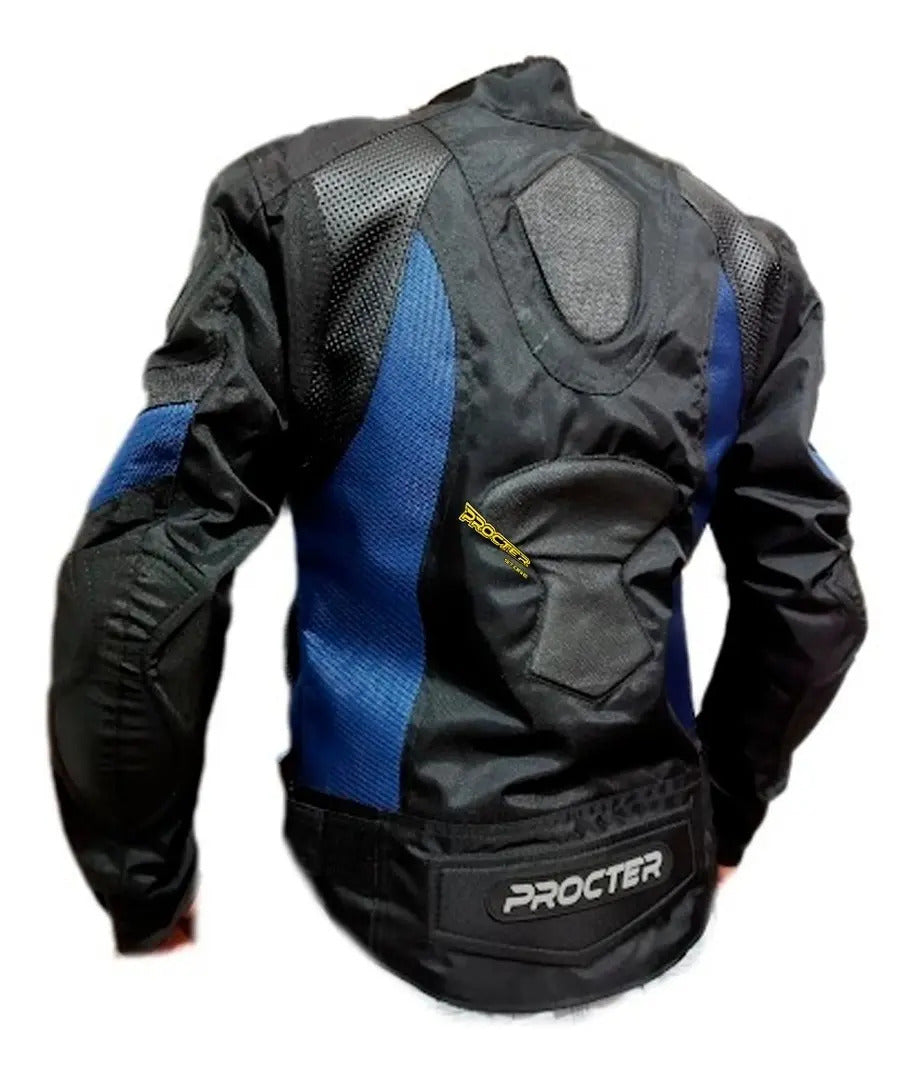Chaqueta Protecciones Y Reflectiva Lona Cuerotex Moto Envío