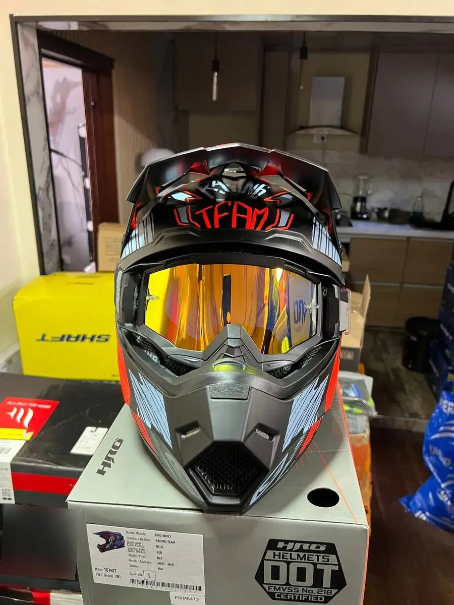 Casco Tipo Cross Marca Hro Mx03 Certificación Dot Con Gafas
