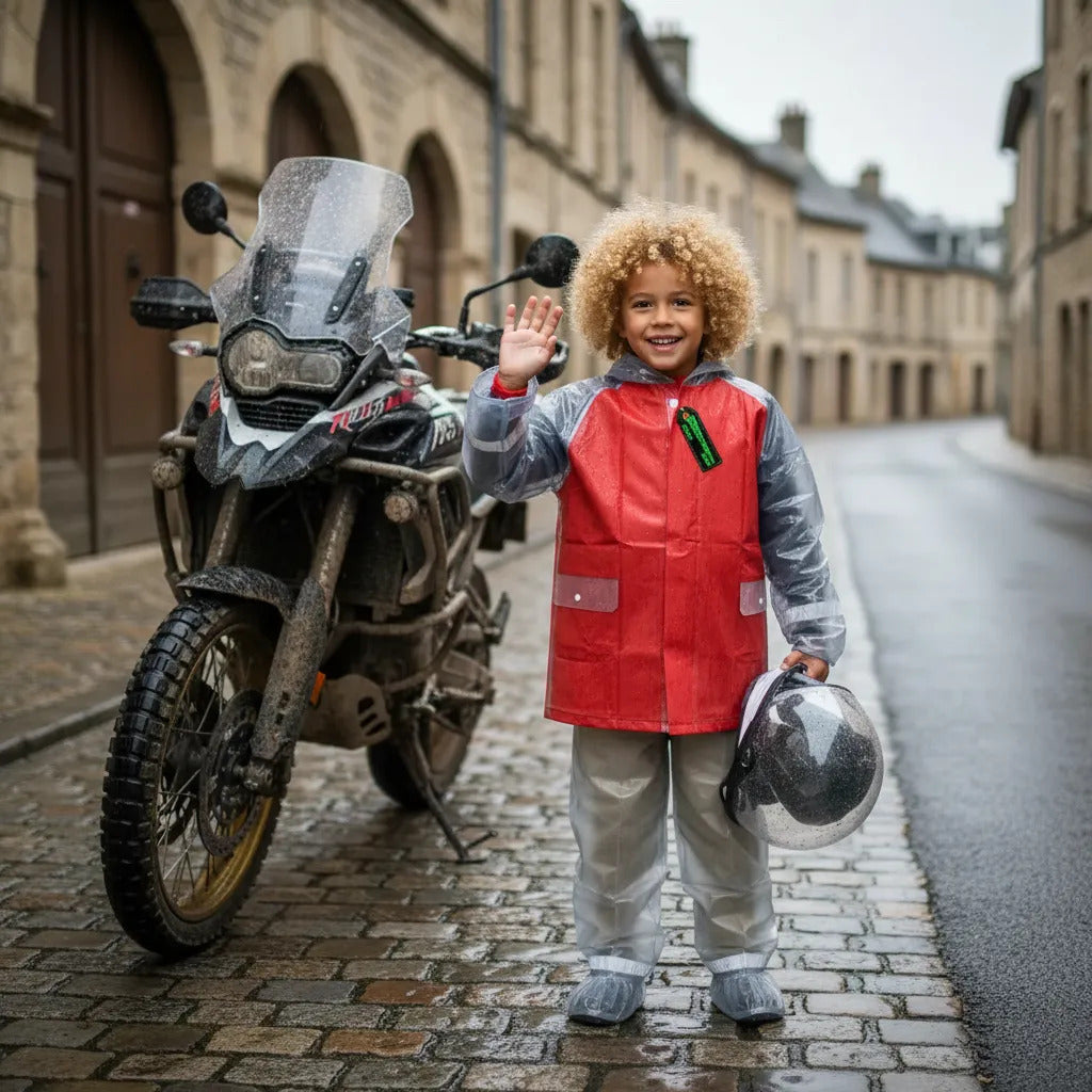 Impermeable Para Niños Con Zapatones Y Bolsilo Moto Ciclismo
