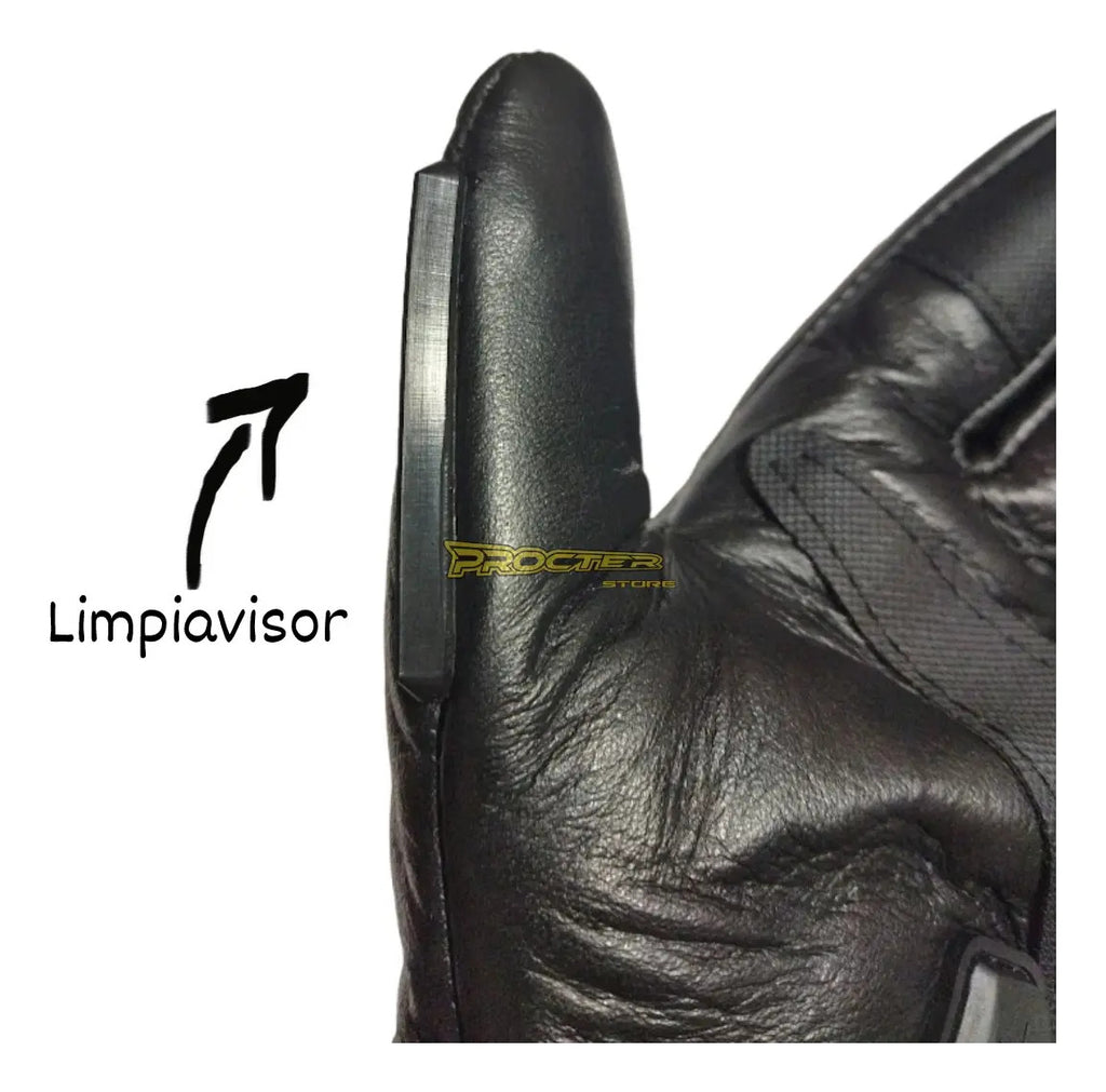 Guantes 100% Cuero Para Moto Tactil Con Limpiavisor