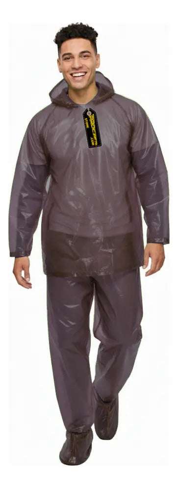 Impermeable Plastico Conjunto De Tres Piezas Con Capota