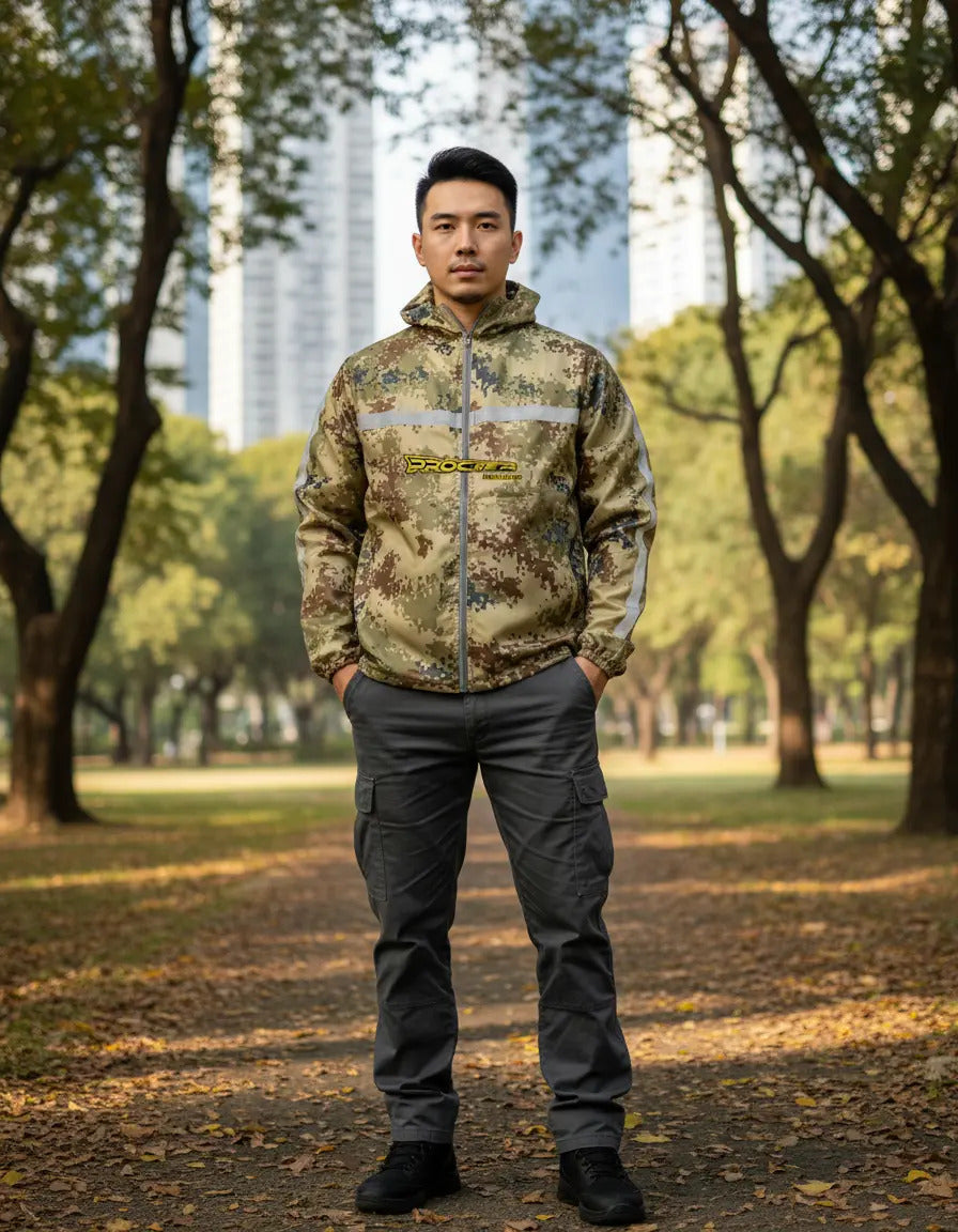 Chaqueta Camuflada Rompevientos Moto Bicicleta Reflectiva