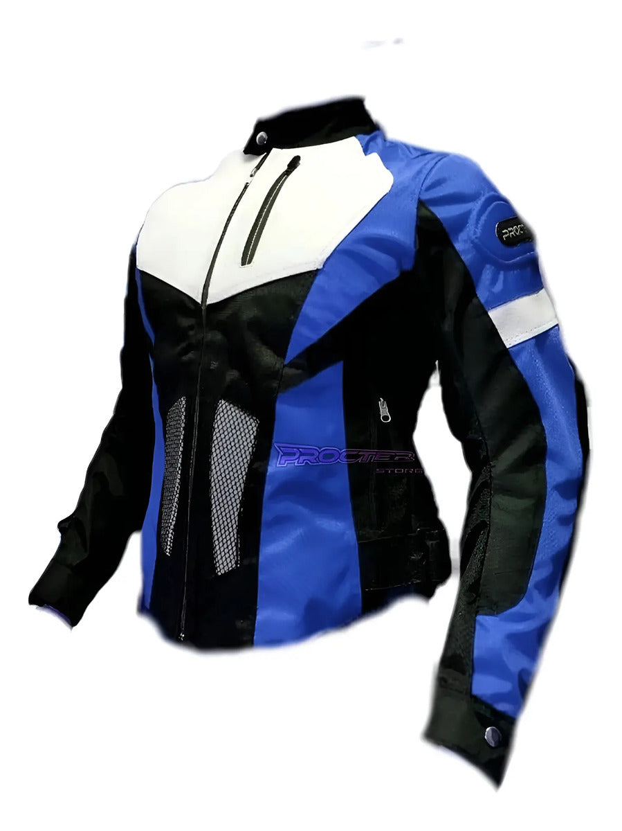 Chaqueta Con Protecciones Y Reflectiva Lona Mujer Moto Dama