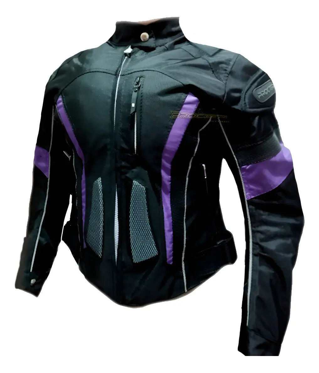 Chaqueta Con Protecciones Y Reflectiva Lona Mujer Moto Dama